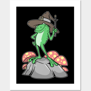 Cottagecore Aesthetic Frog Wizard Mushroom Posters and Art